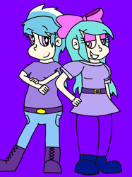 Size: 1024x1366 | Tagged: safe, artist:gemmygod, imported from derpibooru, cloudchaser, flitter, human, crossed arms, hand on hip, humanized, looking at each other, smiling, smiling at each other