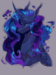 Size: 1500x2000 | Tagged: safe, artist:yuyusunshine, imported from derpibooru, princess luna, alicorn, pony, bust, portrait, solo