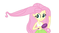 Size: 1366x768 | Tagged: safe, artist:herusann, imported from derpibooru, fluttershy, equestria girls, equestria girls (movie), brush, clothes, eyelashes, female, hairbrush, simple background, smiling, solo, transparent background