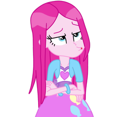 Size: 750x721 | Tagged: safe, artist:herusann, imported from derpibooru, pinkie pie, equestria girls, equestria girls (movie), bracelet, clothes, crossed arms, cutie mark, cutie mark on clothes, female, jewelry, pinkamena diane pie, simple background, solo, transparent background