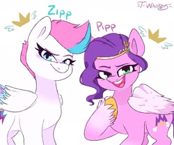 Size: 2048x1707 | Tagged: safe, artist:t-whiskers, imported from derpibooru, pipp petals, zipp storm, pegasus, pony, adorapipp, adorazipp, cute, duo, female, g5, my little pony: a new generation, royal sisters (g5), siblings, sisters