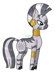 Size: 720x960 | Tagged: safe, artist:madlilon2051, imported from derpibooru, zecora, pony, zebra, ear piercing, earring, jewelry, neck rings, piercing, simple background, solo, transparent background