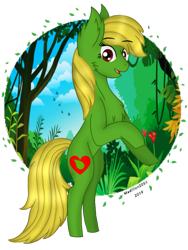 Size: 720x960 | Tagged: safe, artist:madlilon2051, imported from derpibooru, oc, oc only, earth pony, pony, chest fluff, ear fluff, earth pony oc, leaves, rearing, simple background, smiling, solo, transparent background, tree