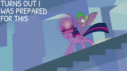 Size: 1280x720 | Tagged: safe, edit, edited screencap, editor:quoterific, imported from derpibooru, screencap, spike, twilight sparkle, dragon, pony, unicorn, season 3, the crystal empire, butt touch, cute, eyes closed, female, hand on butt, male, mare, open mouth, open smile, smiling, twiabetes, unicorn twilight