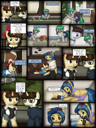 Size: 1750x2333 | Tagged: safe, artist:99999999000, imported from derpibooru, oc, oc only, oc:cwe, oc:li anna, oc:mar baolin, oc:su wendi, pegasus, pony, unicorn, comic:nice to meet you, chalk, chalkboard, clothes, comic, crying, female, filly, food, male, mother, mother and child, mother and daughter, sad, tree