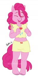 Size: 800x1619 | Tagged: safe, artist:powree, imported from derpibooru, pinkie pie, anthro, earth pony, unguligrade anthro, clothes, cute, simple background, solo, white background