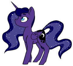 Size: 3200x2900 | Tagged: safe, artist:katyusha, imported from derpibooru, princess luna, alicorn, pony, cute, ethereal mane, female, high res, simple background, solo, starry mane, white background