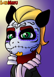 Size: 3500x5024 | Tagged: safe, artist:lordmarukio, imported from derpibooru, sprout cloverleaf, earth pony, pony, clothes, costume, dia de los muertos, face paint, g5, halloween, halloween costume, holiday, looking at you, my little pony: a new generation