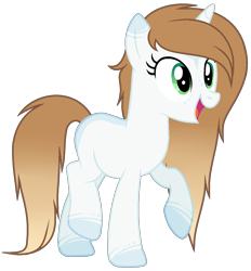 Size: 1205x1296 | Tagged: safe, artist:cindystarlight, imported from derpibooru, oc, oc only, pony, unicorn, coat markings, female, full body, gradient mane, gradient tail, green eyes, horn, mare, open mouth, open smile, raised hoof, raised leg, show accurate, simple background, smiling, solo, standing, standing on two hooves, tail, transparent background, unicorn oc