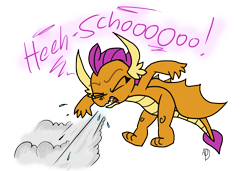 Size: 5849x3992 | Tagged: safe, artist:anyponedrawn, imported from derpibooru, smolder, dragon, cute, dragoness, female, nostril flare, nostrils, powerful, simple background, sneeze cloud, sneezing, solo, spit, spray, teeth, transparent background