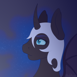 Size: 1000x1000 | Tagged: safe, artist:lilsoftlamb, imported from derpibooru, nightmare moon, pony, bust, portrait, solo