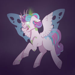 Size: 1280x1280 | Tagged: safe, artist:lilsoftlamb, imported from derpibooru, princess flurry heart, changepony, hybrid, pony, corrupted, open mouth, solo, species swap