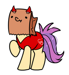 Size: 950x1040 | Tagged: safe, artist:paperbagpony, imported from derpibooru, oc, oc:paper bag, clothes, costume, halloween, halloween costume, simple background, white background