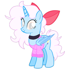 Size: 1400x1320 | Tagged: safe, artist:iceflower99, imported from derpibooru, oc, oc only, oc:darky spell, original species, bow, choker, clothes, daemonequus, fanfic, hair bow, simple background, solo, sweater, transparent background