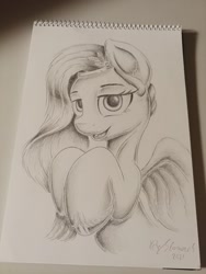 Size: 1536x2048 | Tagged: safe, artist:itchystomach, imported from derpibooru, pipp petals, pegasus, pony, adorapipp, cute, g5, my little pony: a new generation, pencil drawing, solo, traditional art