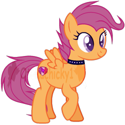 Size: 875x879 | Tagged: safe, artist:otakuchicky1, imported from derpibooru, scootaloo, pony, base used, choker, older, simple background, solo, spiked choker, transparent background