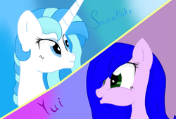 Size: 2629x1777 | Tagged: safe, artist:herusann, imported from derpibooru, oc, oc:snowflake, earth pony, pony, unicorn, earth pony oc, eyelashes, female, horn, mare, unicorn oc