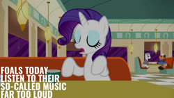 Size: 1280x720 | Tagged: safe, edit, edited screencap, editor:quoterific, imported from derpibooru, screencap, rarity, earth pony, pony, unicorn, season 6, the saddle row review, eyes closed, female, male, mare, open mouth, stallion