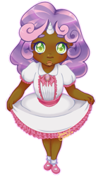 Size: 367x660 | Tagged: safe, artist:jazzie-simone, imported from derpibooru, sweetie belle, human, clothes, curtsey, dark skin, dress, female, horn, horned humanization, humanized, shoes, simple background, smiling, solo, transparent background