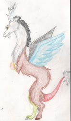 Size: 1423x2400 | Tagged: safe, artist:alcidence, imported from derpibooru, discord, draconequus, profile, solo, traditional art