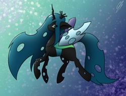 Size: 1997x1520 | Tagged: safe, artist:yanderecomet, imported from derpibooru, queen chrysalis, changeling, changeling queen, crown, female, gradient background, jewelry, regalia, solo