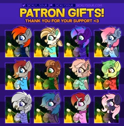 Size: 1614x1639 | Tagged: safe, artist:sickly-sour, imported from derpibooru, oc, oc only, bat pony, crystal pony, earth pony, pegasus, pony, unicorn, bat pony oc, crystal pony oc, earth pony oc, horn, patreon, patreon reward, pegasus oc, unicorn oc