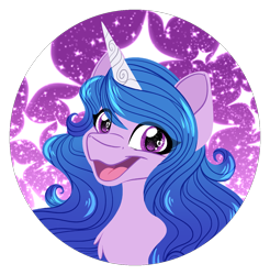 Size: 1250x1270 | Tagged: safe, artist:missbramblemele, imported from derpibooru, izzy moonbow, pony, unicorn, :3, bust, esophagus, g5, my little pony: a new generation, open mouth, portrait, solo