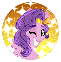 Size: 1250x1270 | Tagged: safe, artist:missbramblemele, imported from derpibooru, pipp petals, pegasus, pony, adorapipp, bust, cute, g5, my little pony: a new generation, one eye closed, portrait, simple background, solo, transparent background, wink