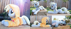 Size: 2200x897 | Tagged: safe, artist:meplushyou, imported from derpibooru, derpy hooves, pony, clothes, hoodie, life size, lying down, prone, solo