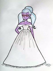 Size: 2268x3070 | Tagged: safe, artist:fude-chan-art, imported from derpibooru, sugarcoat, equestria girls, clothes, cute, dress, female, high res, solo, sugarcute, traditional art