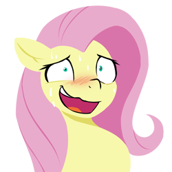 Size: 1200x1200 | Tagged: safe, artist:innermouse, imported from derpibooru, fluttershy, pegasus, pony, blushing, bust, cute, esophagus, nervous, nervous laugh, open mouth, portrait, shyabetes, simple background, solo, sweat, sweatdrops, transparent background, wide eyes