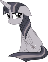 Size: 3087x4000 | Tagged: safe, artist:slb94, artist:wardex101, edit, imported from derpibooru, twilight sparkle, alicorn, pony, my little pony: the movie, butt, cute, discorded, discorded twilight, female, floppy ears, mare, plot, sad, sadorable, simple background, solo, transparent background, twilight sparkle (alicorn), vector