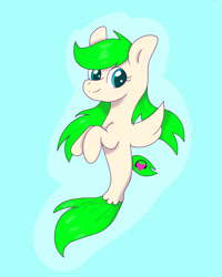 Size: 1280x1603 | Tagged: safe, artist:dexcreation, imported from derpibooru, oc, oc only, pegasus, pony, seapony (g4), blue background, blue eyes, dorsal fin, fish tail, flowing mane, flowing tail, green mane, looking at you, seaponified, simple background, smiling, smiling at you, solo, species swap, tail, underwater, water, wings