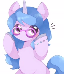 Size: 1761x2048 | Tagged: safe, artist:ginmaruxx, imported from derpibooru, izzy moonbow, pony, unicorn, bipedal, blushing, bracelet, chest fluff, cute, female, g5, glasses, heart, heart eyes, izzybetes, jewelry, mare, my little pony: a new generation, simple background, solo, white background, wingding eyes