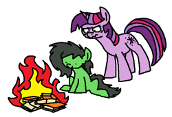 Size: 1162x793 | Tagged: safe, artist:anonymous, twilight sparkle, earth pony, pony, unicorn, angry, book burning, fire, frown, simple background, unicorn twilight, white background