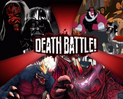 Size: 4096x3292 | Tagged: safe, imported from derpibooru, king sombra, lord tirek, centaur, human, pony, umbrum, unicorn, zabrak, darth maul, darth vader, death battle, destoroyah, exploitable meme, godzilla (series), meme, spacegodzilla, star wars