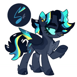 Size: 1280x1280 | Tagged: safe, artist:selenaede, artist:willow-blues, imported from derpibooru, oc, oc only, oc:thundershock, pegasus, pony, base used, colored wings, multicolored wings, offspring, parent:rainbow dash, parent:soarin', parents:soarindash, simple background, solo, white background, wings