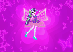 Size: 1221x869 | Tagged: safe, artist:selenaede, artist:user15432, imported from derpibooru, starlight glimmer, fairy, equestria girls, alternate hairstyle, base used, butterflix, clothes, crossover, dress, fairy wings, fairyized, high heels, long hair, pink wings, ponied up, purple dress, shoes, solo, wings, winx, winx club, winxified
