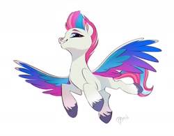 Size: 1800x1404 | Tagged: safe, artist:krossan, imported from derpibooru, zipp storm, pegasus, flying, g5, low angle, my little pony: a new generation, open mouth, open smile, shadow, simple background, smiling, spread wings, unshorn fetlocks, white background, wings