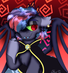 Size: 1440x1539 | Tagged: safe, artist:bluemoon, imported from derpibooru, oc, oc only, oc:bluemoon, bat pony, pony, bat pony oc, dark magic, halloween, holiday, magic, nightmare night, solo