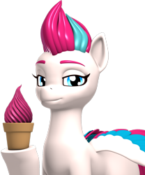 Size: 1000x1200 | Tagged: safe, artist:argos90, imported from derpibooru, zipp storm, pegasus, pony, 3d, female, food, g5, ice cream, looking at you, mare, my little pony: a new generation, simple background, smiling, smiling at you, solo, transparent background