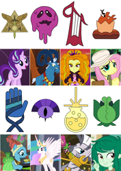 Size: 4096x5791 | Tagged: safe, imported from derpibooru, adagio dazzle, fluttershy, grogar, meadowbrook, princess celestia, starlight glimmer, wallflower blush, zecora, alicorn, earth pony, pegasus, pony, sheep, unicorn, zebra, equestria girls, equestria girls series, forgotten friendship, sunset's backstage pass!, spoiler:eqg series (season 2), abomination (the owl house), abomination coven, absurd resolution, bard coven, beast keeping coven, emperor's coven, female, healing coven, male, mare, oracle coven, plant coven, potions coven, ram, stallion, symbol, the owl house