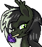 Size: 86x96 | Tagged: safe, artist:egodeath, imported from derpibooru, oc, oc only, oc:ego death, bat pony, pony, bat pony oc, cute, green eyes, mushroom, pixel art, simple background, solo, transparent background, two toned mane