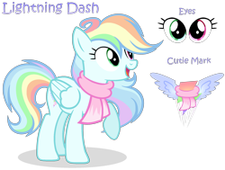 Size: 2164x1632 | Tagged: safe, artist:starshinestellaryt, imported from derpibooru, oc, oc only, oc:lightning dash, pegasus, pony, clothes, female, mare, offspring, parent:rainbow dash, parent:soarin', parents:soarindash, reference, scarf, simple background, solo, transparent background