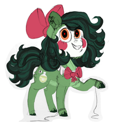 Size: 2768x3024 | Tagged: safe, artist:queenderpyturtle, imported from derpibooru, oc, oc only, oc:hemlock fable, earth pony, pony, bow, clothes, costume, female, filly, hair bow, high res, nightmare night costume, simple background, solo, white background