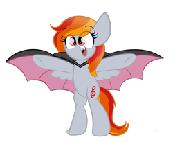 Size: 1317x1080 | Tagged: safe, artist:sugarcloud12, imported from derpibooru, oc, oc only, oc:tridashie, pegasus, pony, bipedal, female, mare, open mouth, sharp teeth, simple background, solo, teeth, transparent background, vampire costume