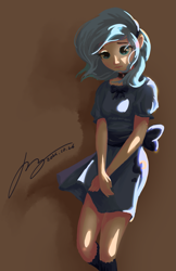 Size: 1751x2704 | Tagged: safe, alternate version, artist:musical ray, imported from derpibooru, princess luna, human, equestria girls, dark, female, filly, humanized, solo, woona, younger