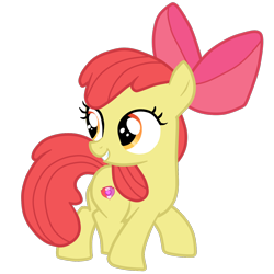 Size: 1500x1500 | Tagged: safe, artist:topaz7373, imported from derpibooru, apple bloom, earth pony, pony, crusaders of the lost mark, cutie mark, female, filly, grin, looking back, simple background, smiling, solo, the cmc's cutie marks, transparent background, vector