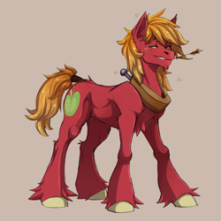 Size: 3333x3333 | Tagged: safe, artist:1an1, imported from derpibooru, big macintosh, earth pony, pony, chest fluff, chin fluff, ear fluff, heart, high res, leg fluff, male, redraw, smiling, smirk, solo, stallion, straw in mouth, unshorn fetlocks