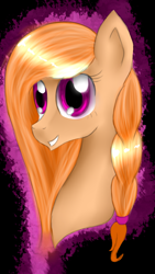 Size: 1836x3264 | Tagged: safe, artist:herusann, imported from derpibooru, oc, oc only, earth pony, pony, abstract background, bust, earth pony oc, eyelashes, female, grin, mare, smiling, solo